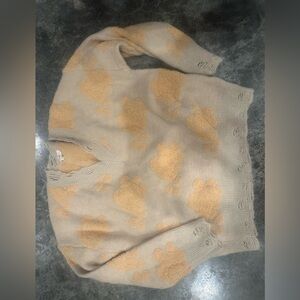 Entro Beige and Orange V-Neck Sweater